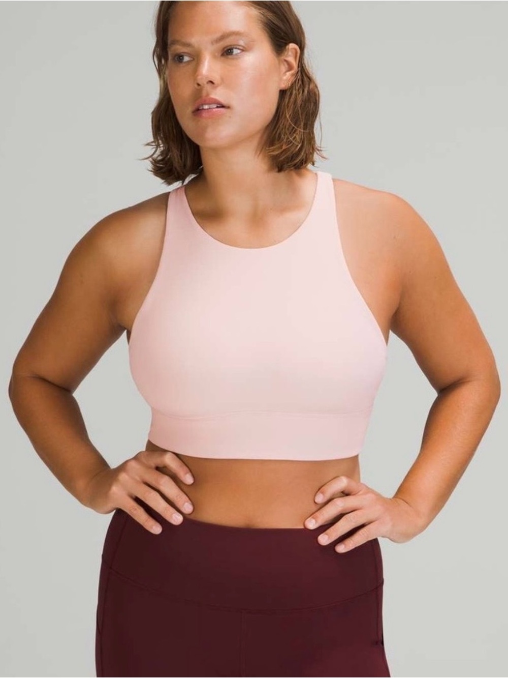 Lululemon Energy High-Neck Longline Ribbed Bra Pink Bliss Size 4